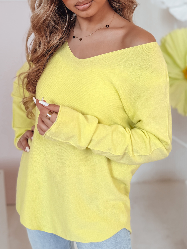 Sweter damski one size długi SOFTIL żółty Dstreet