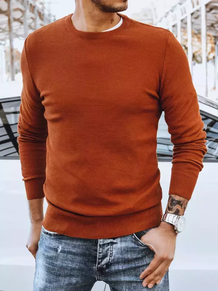 Sweter męski klasyczny rudy Dstreet