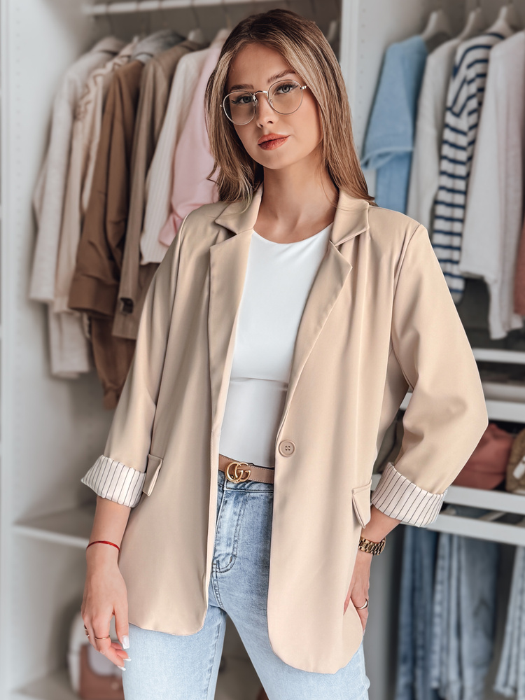 Marynarka damska one size oversize RESIDAL ciemnobeżowa Dstreet