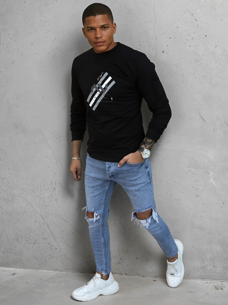 Bluza męska z nadrukiem czarna Dstreet