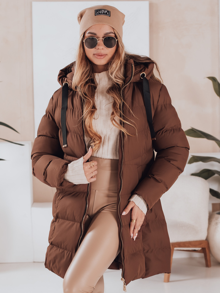 Geacă de iarnă pentru femei GABRIELLE cu glugă, maro