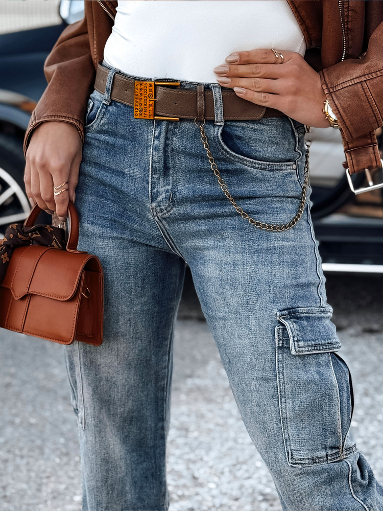 Spodnie damskie URBANNOW jeansowe cargo niebieskie Dstreet
