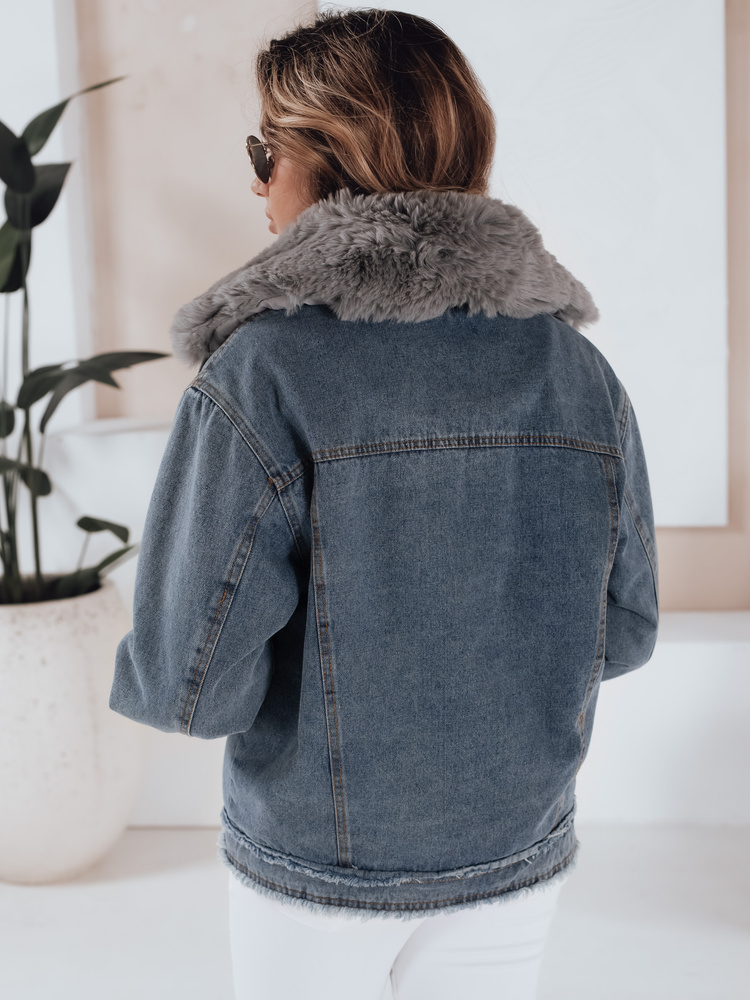 Kurtka damska FURDENIM jeansowa z futerkiem jasnoniebieska Dstreet