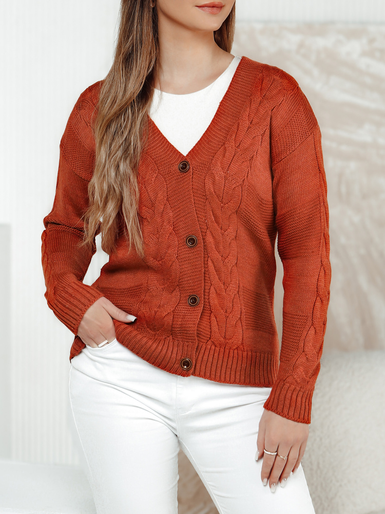 Sweter damski rozpinany RUSTICHE rudy Dstreet