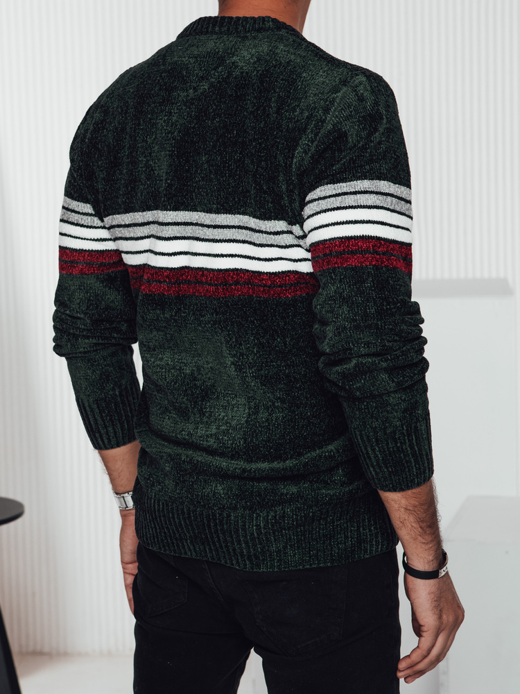 Sweter męski w paski zielony Dstreet