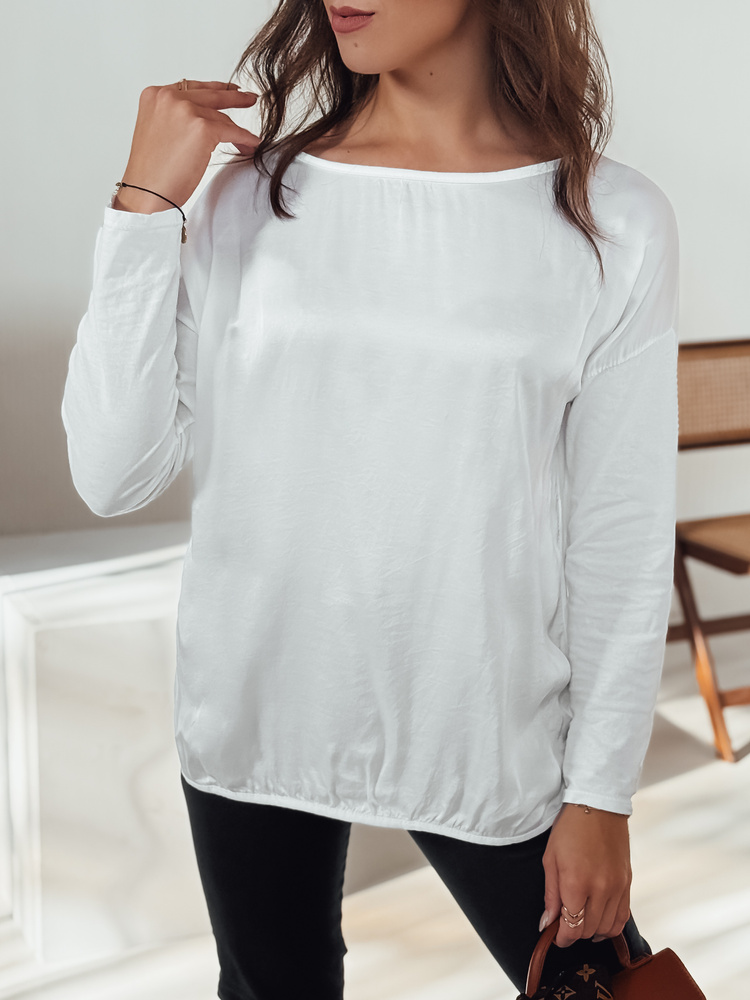 Bluză supradimensionată pentru femei SILKINEA albă