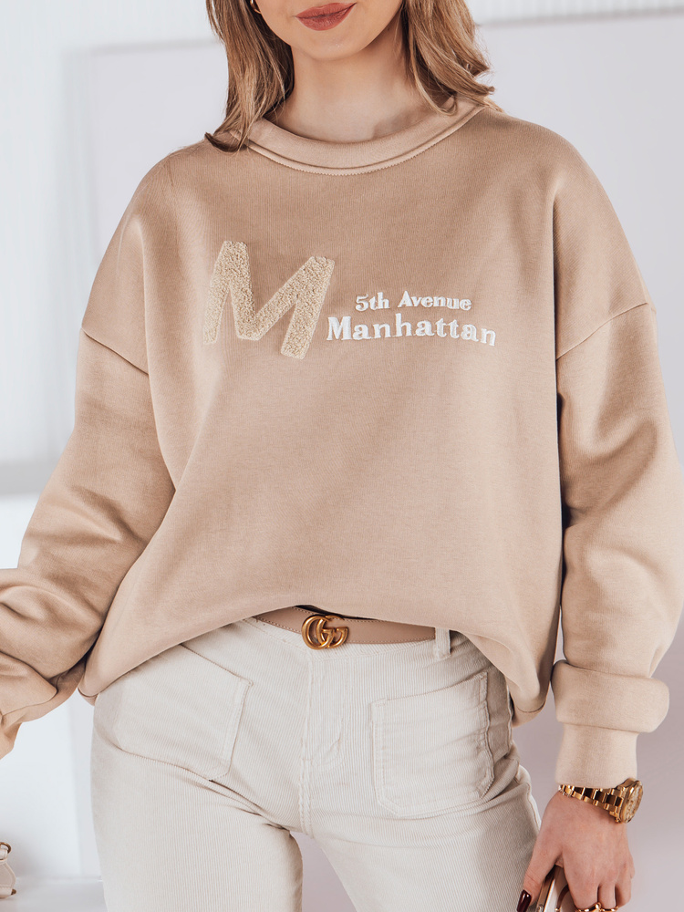 Bluza damska one size oversize AVENUE beżowa Dstreet