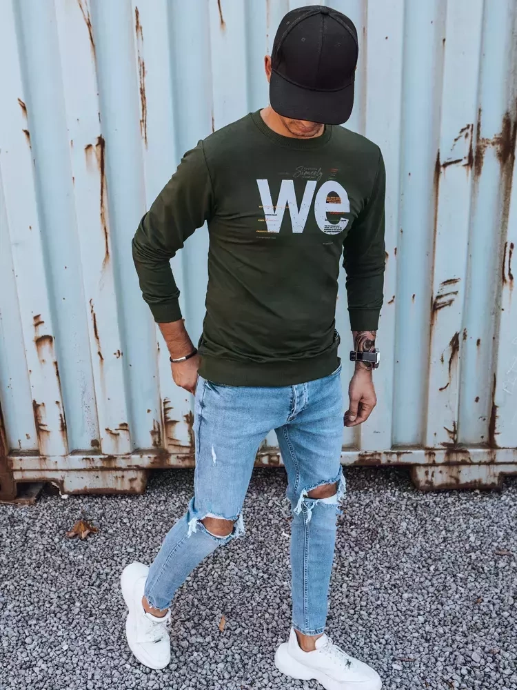 Bluza męska z nadrukiem khaki Dstreet