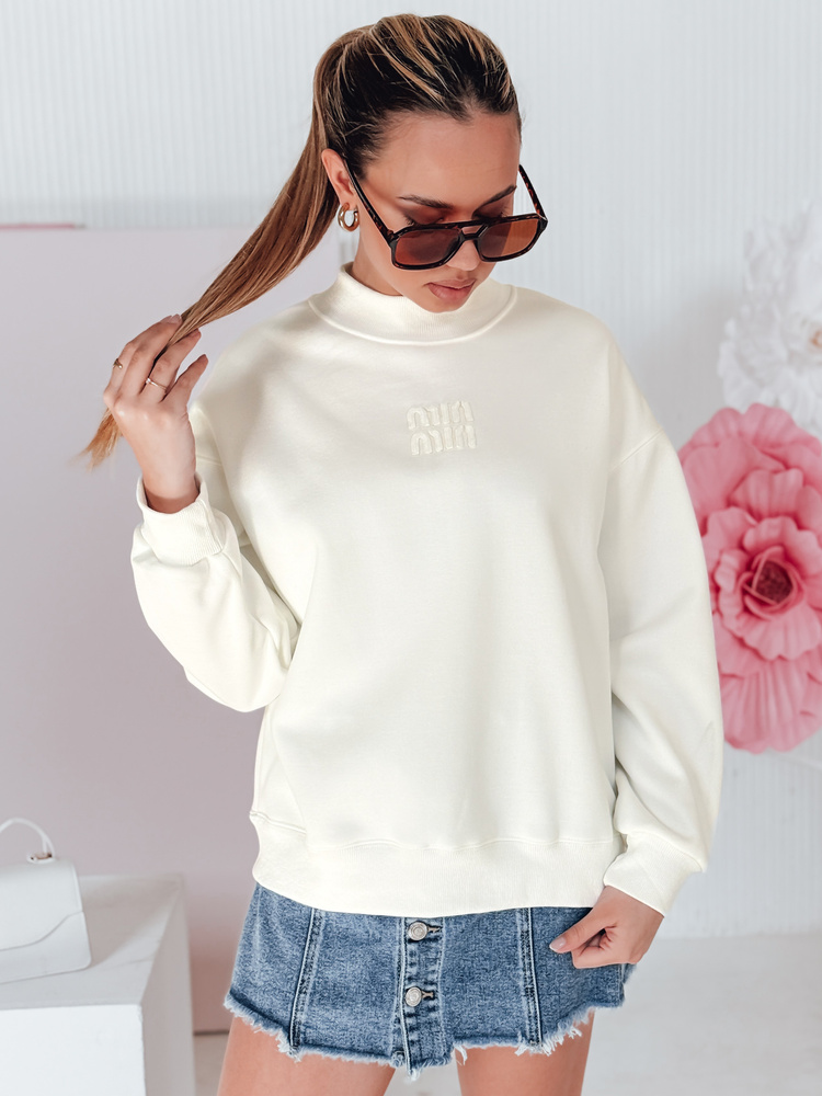 Bluza damska masełko oversize z naszywką LOVASON ecru Dstreet