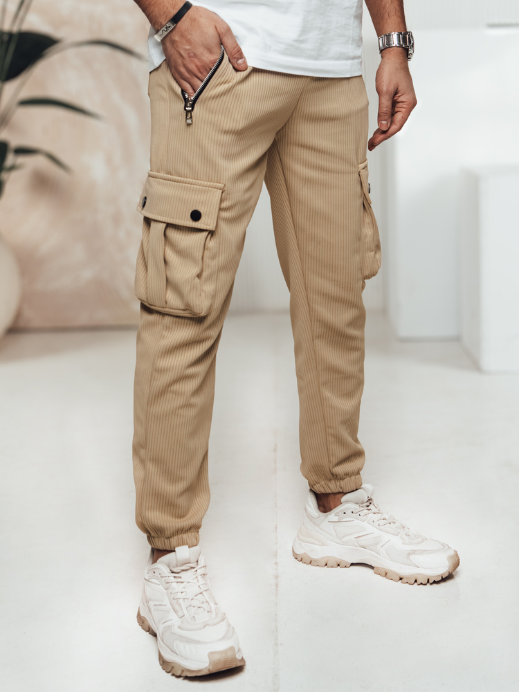 Spodnie męskie cargo khaki Dstreet