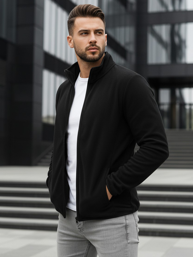 Мъжки суитшърт с цип, черен