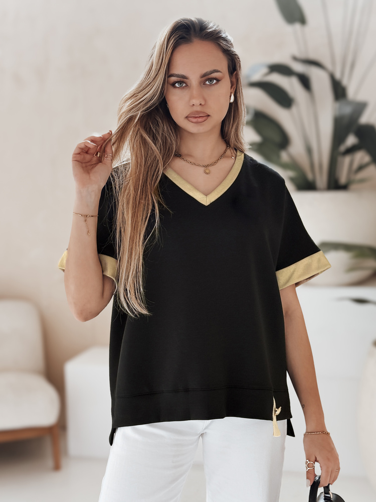 Bluzka damska oversize SHINE LOVE czarna Dstreet