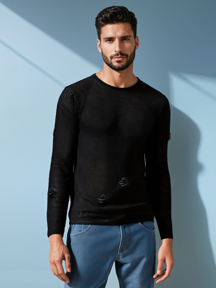 Sweter męski czarny Dstreet