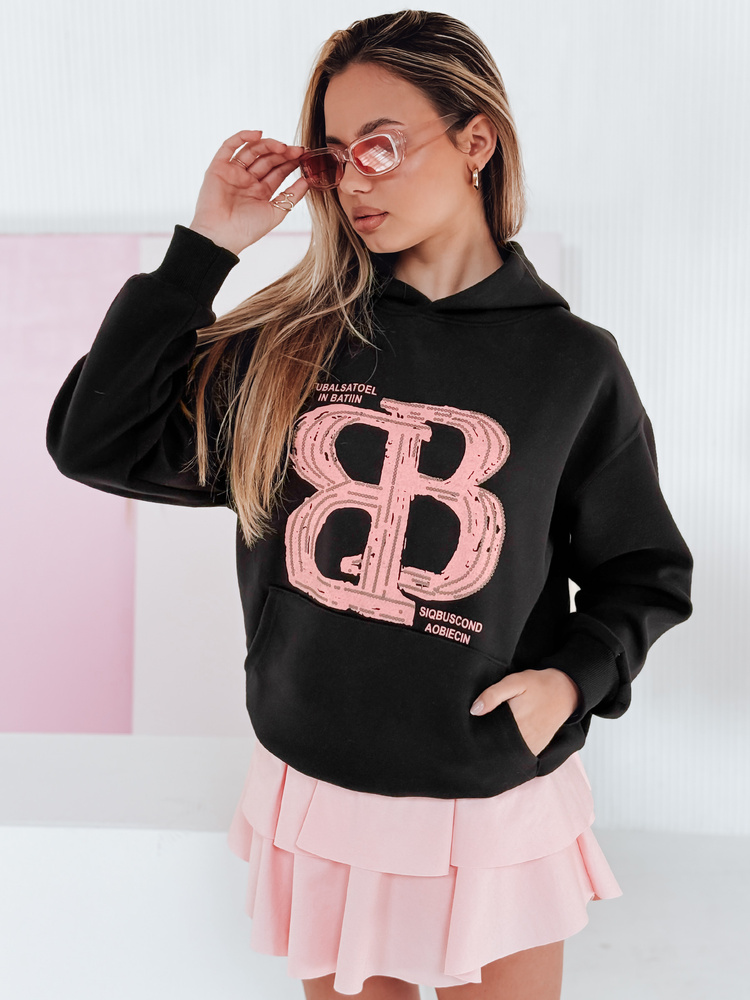 Bluza damska oversize z kapturem LITESSO czarna Dstreet