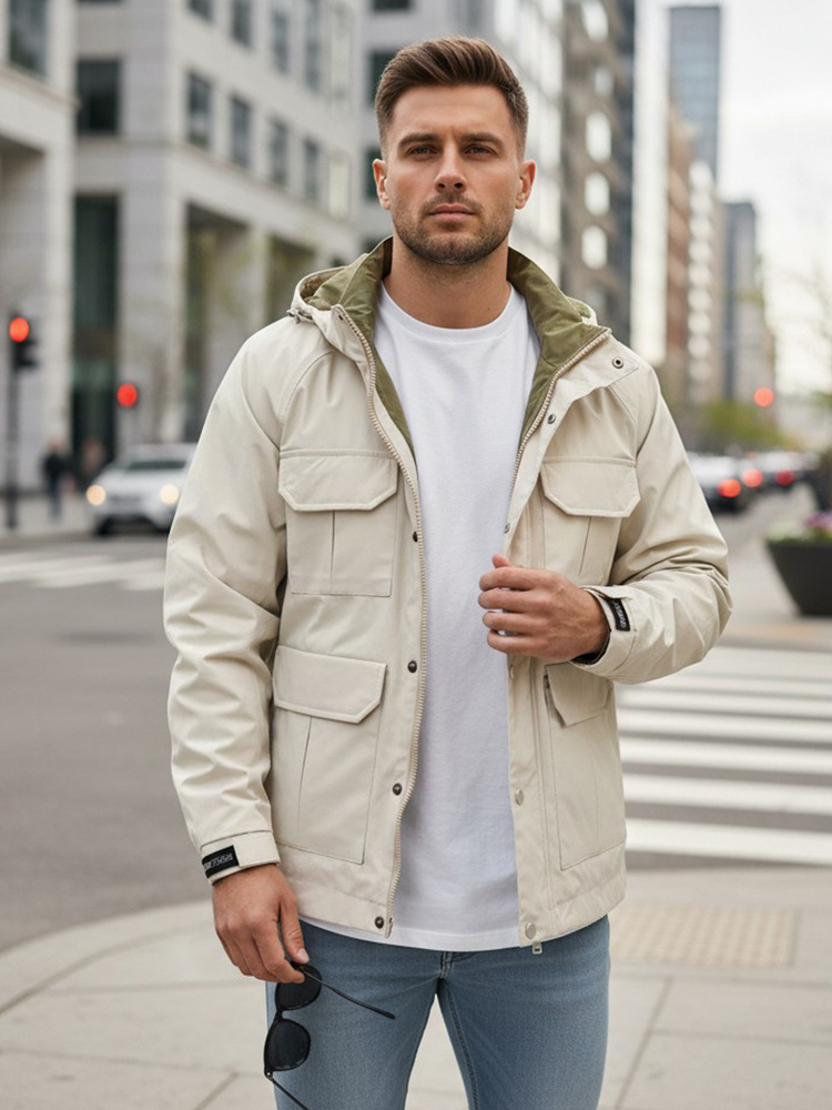 Pánská přechodná bunda s kapucí