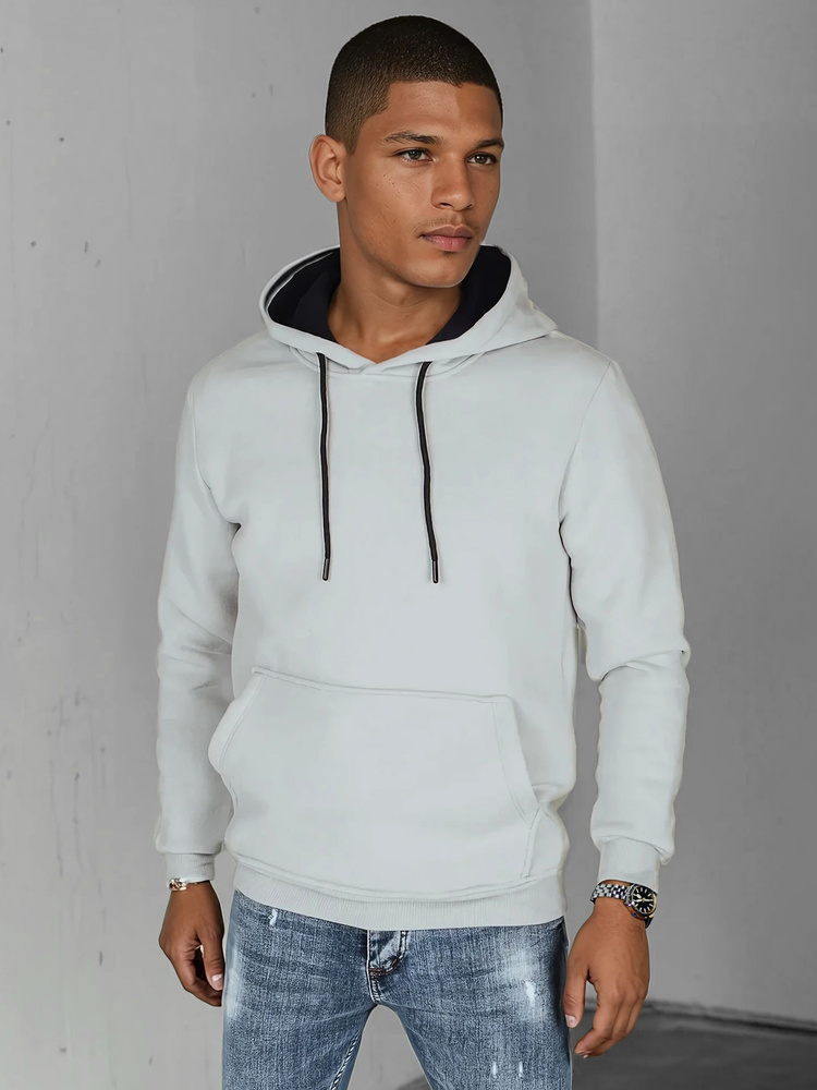 Bluza męska basic z kapturem jasnoszara Dstreet