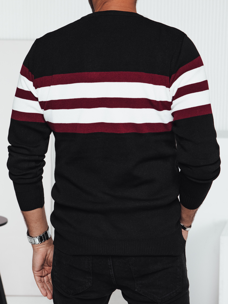 Pulover negru bărbătesc cu dungi