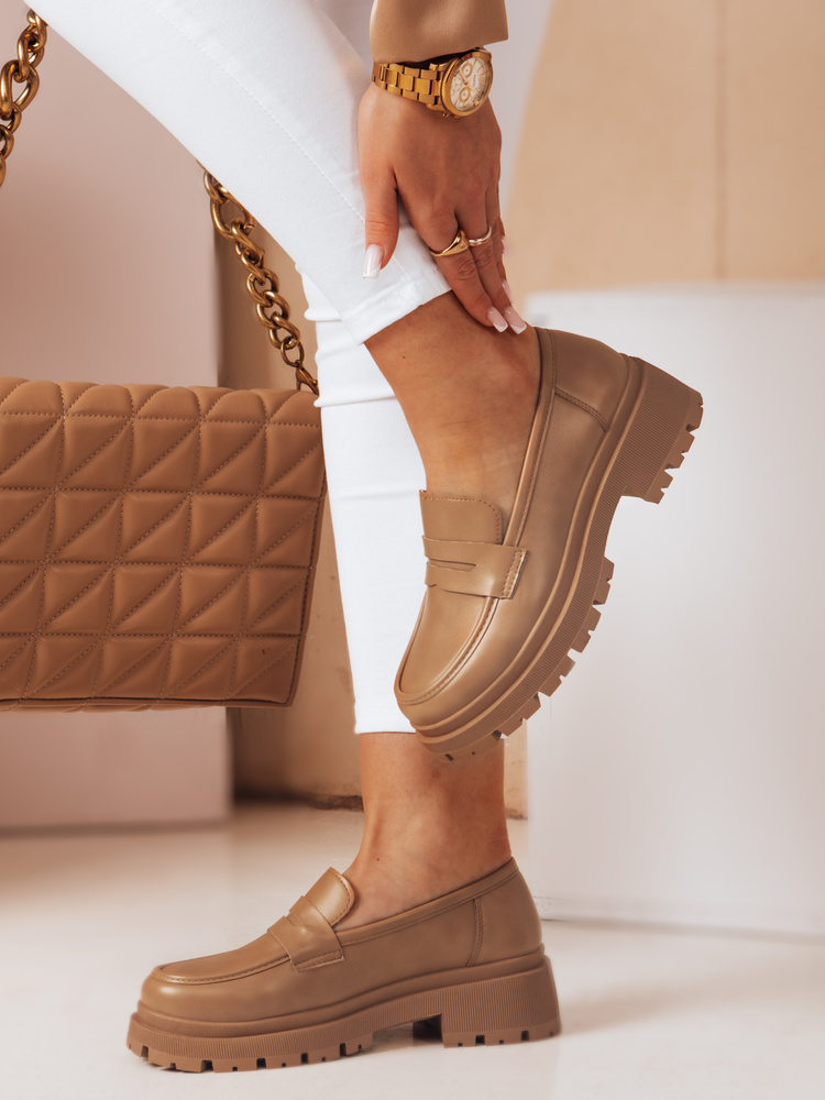 Mokasyny damskie na platformie TORINO khaki Dstreet