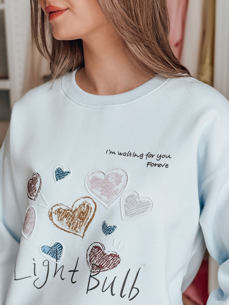 Bluza damska oversize z sercami PINKNOTE niebieska Dstreet