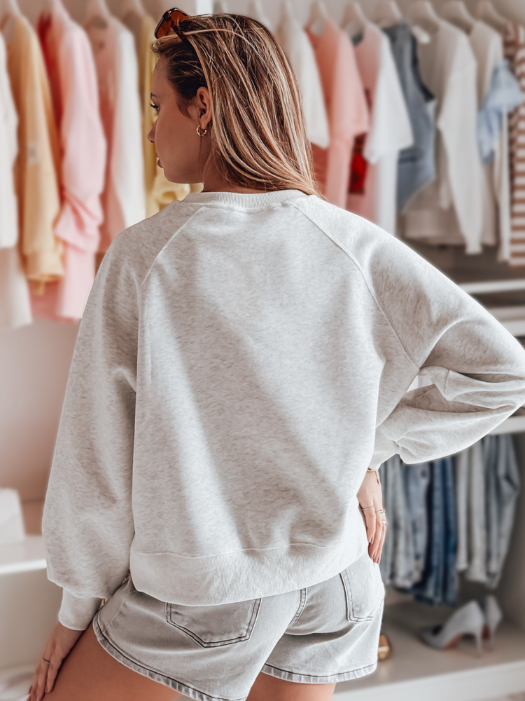 Bluza damska oversize z haftem serc MONLOVE szara Dstreet