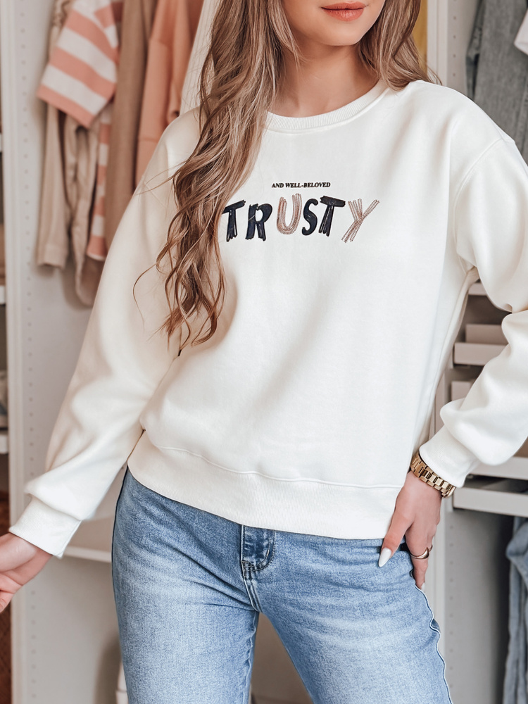 Bluza damska oversize z haftem SOFTRUS ecru Dstreet