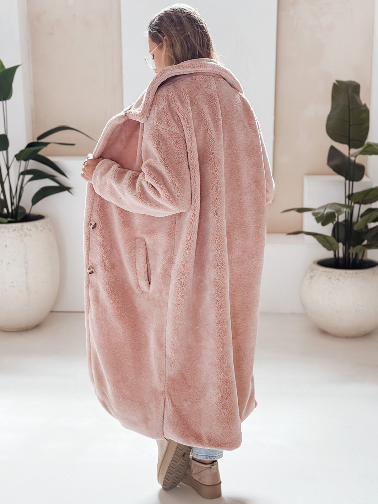 Palton lung din țesătură de pluș pentru femei