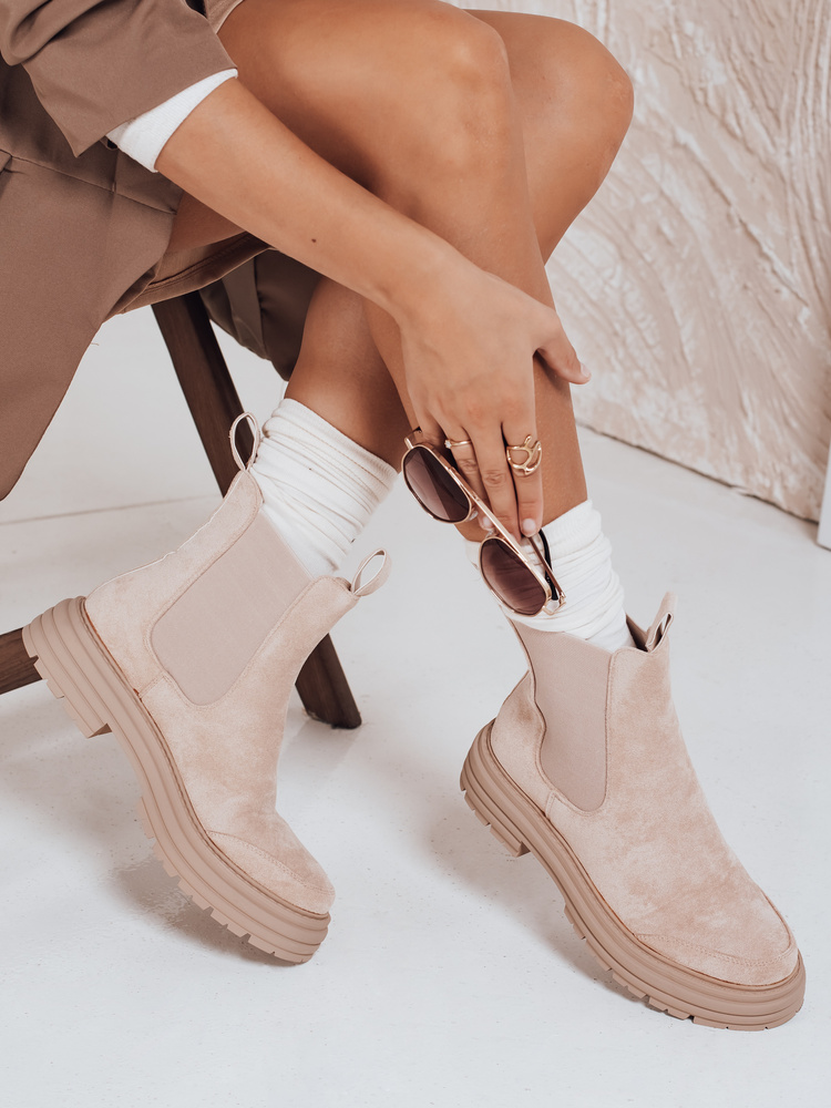 Botki damskie MADDEN beżowe Dstreet