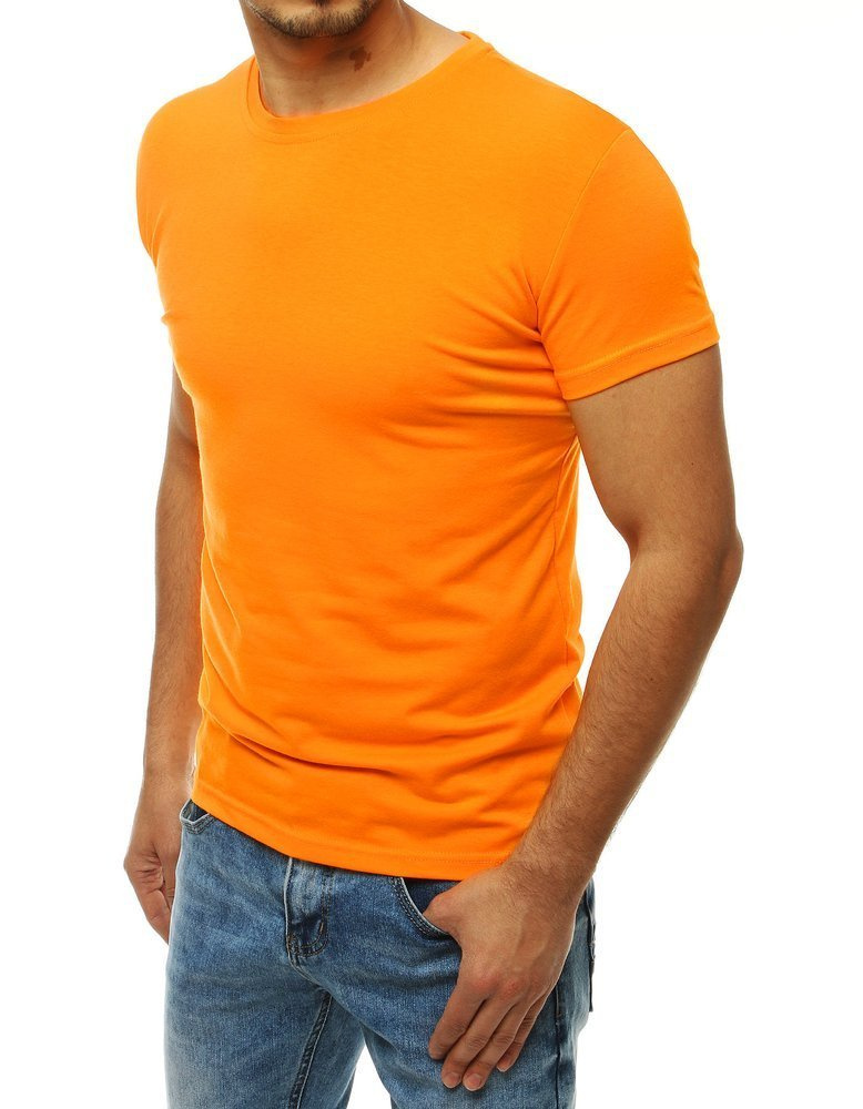 T-shirt męski bez nadruku jasnopomarańczowy Dstreet