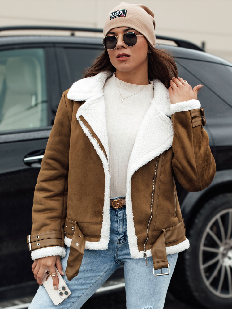 Jachetă de damă din piele întoarsă cu blană LEVERINO