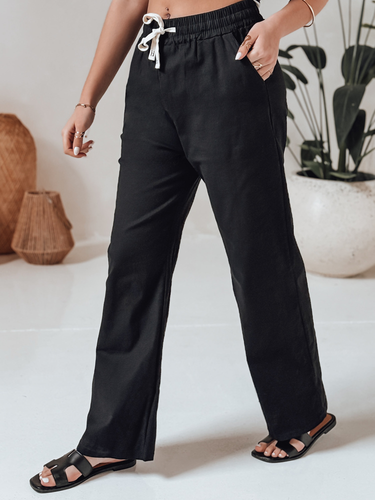 Spodnie damskie casualowe wide leg BOHO DAY czarne Dstreet