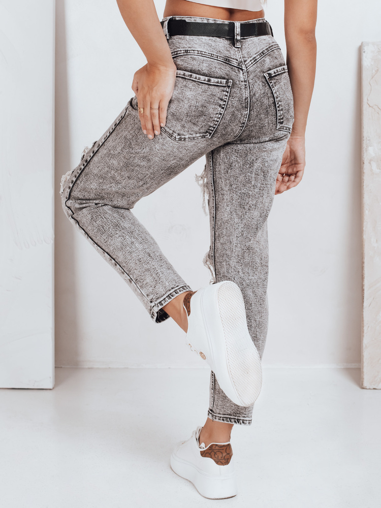 Blugi push-up pentru femei cu găuri, gri