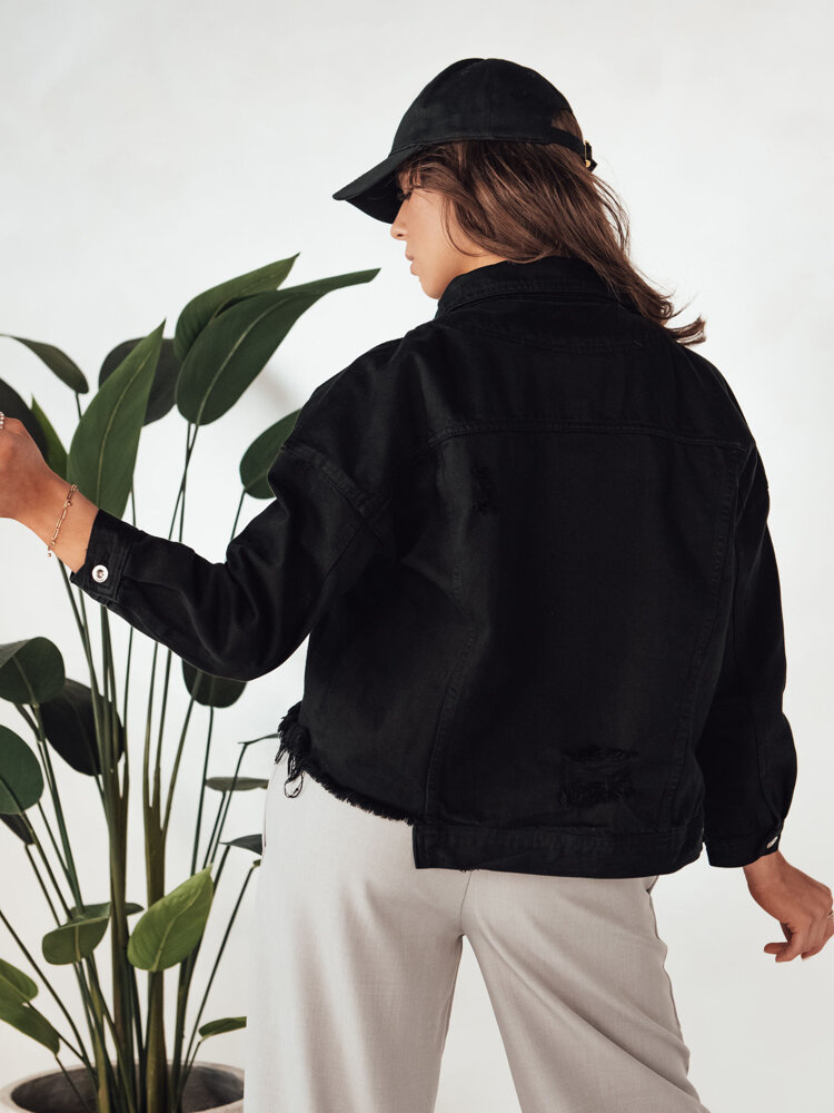 Kurtka damska jeansowa oversize MOLI czarna Dstreet