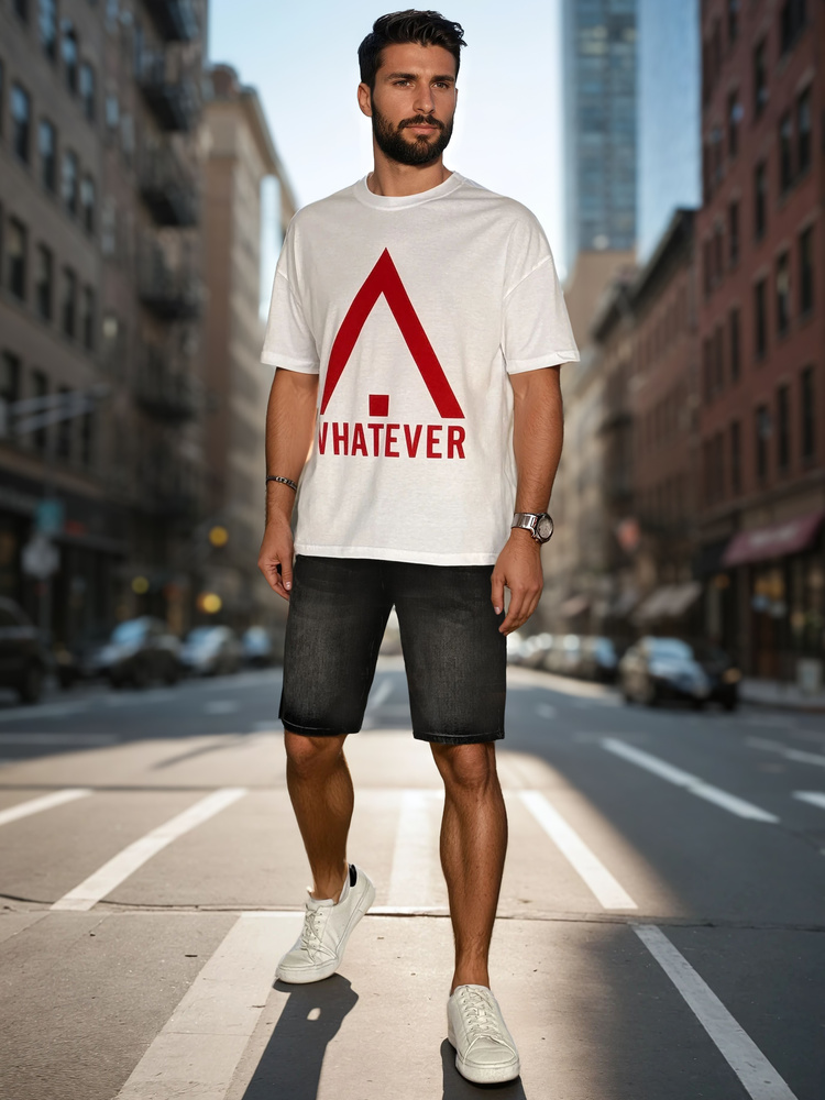 Tricou alb cu inscripția WHATEVER