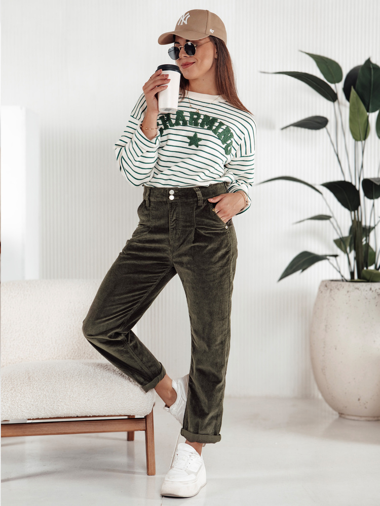 Pantaloni de damă verde închis Dstreet