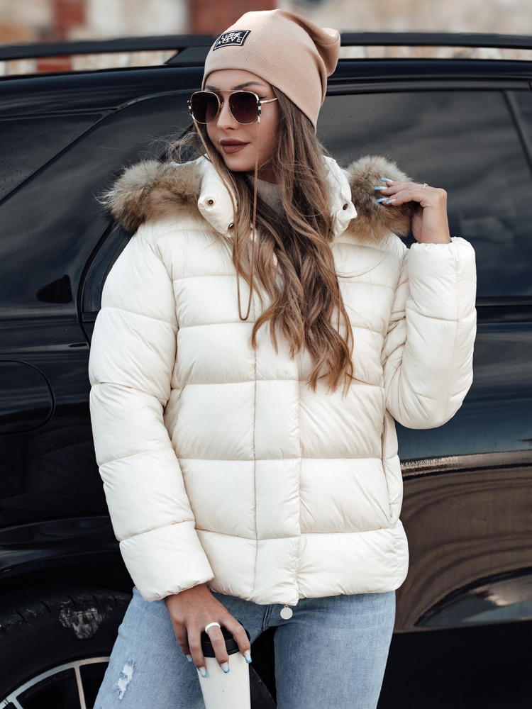 Jachetă matlasată de iarnă pentru femei CROMBILA albă