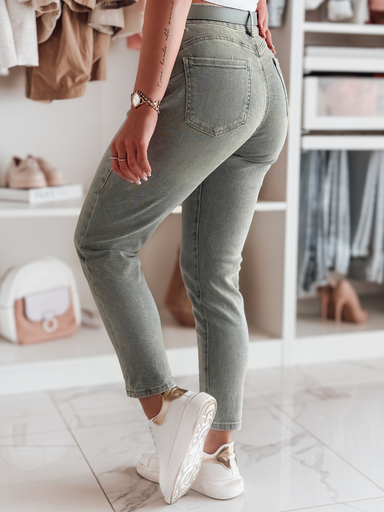 Spodnie damskie jeansowe slim fit z paskiem SLIMFIZ niebieskie Dstreet