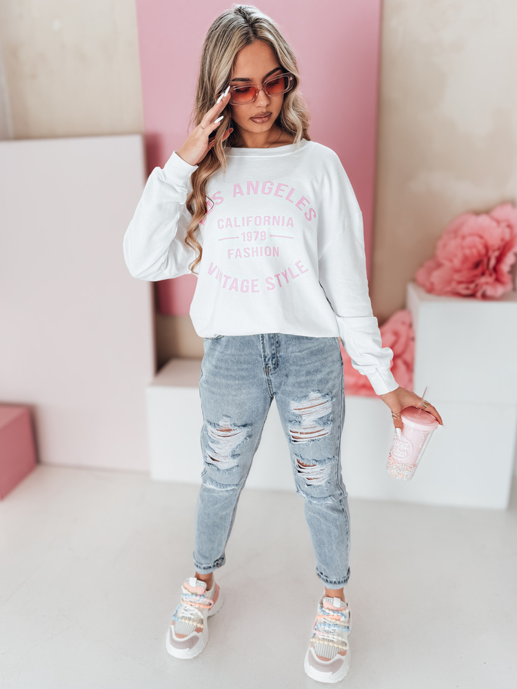 Spodnie damskie jeansowe mom fit z dziurami MOMVIBE niebieskie Dstreet