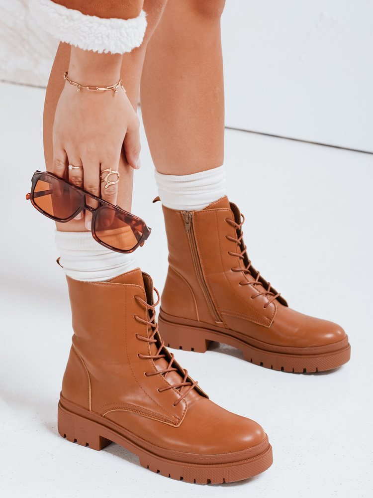 Botki damskie workery STYLOBOSS kamelowe Dstreet