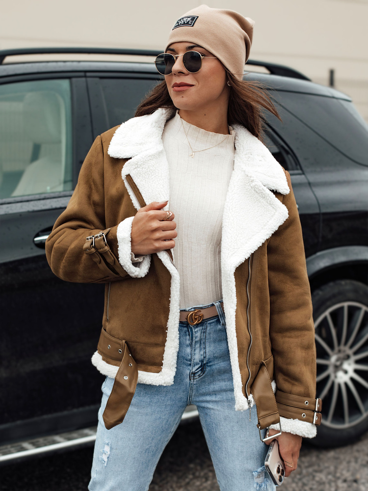 Jachetă de damă din piele întoarsă cu blană LEVERINO