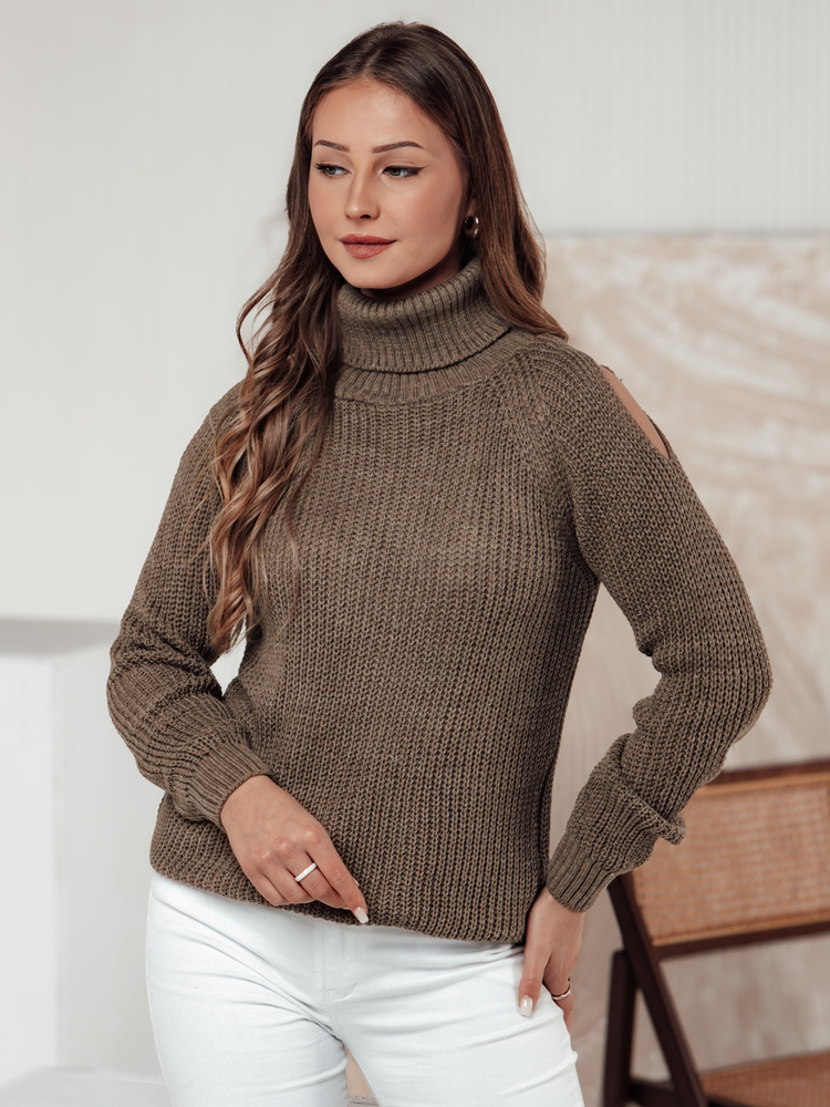Sweter damski GOLFIVA beżowy Dstreet