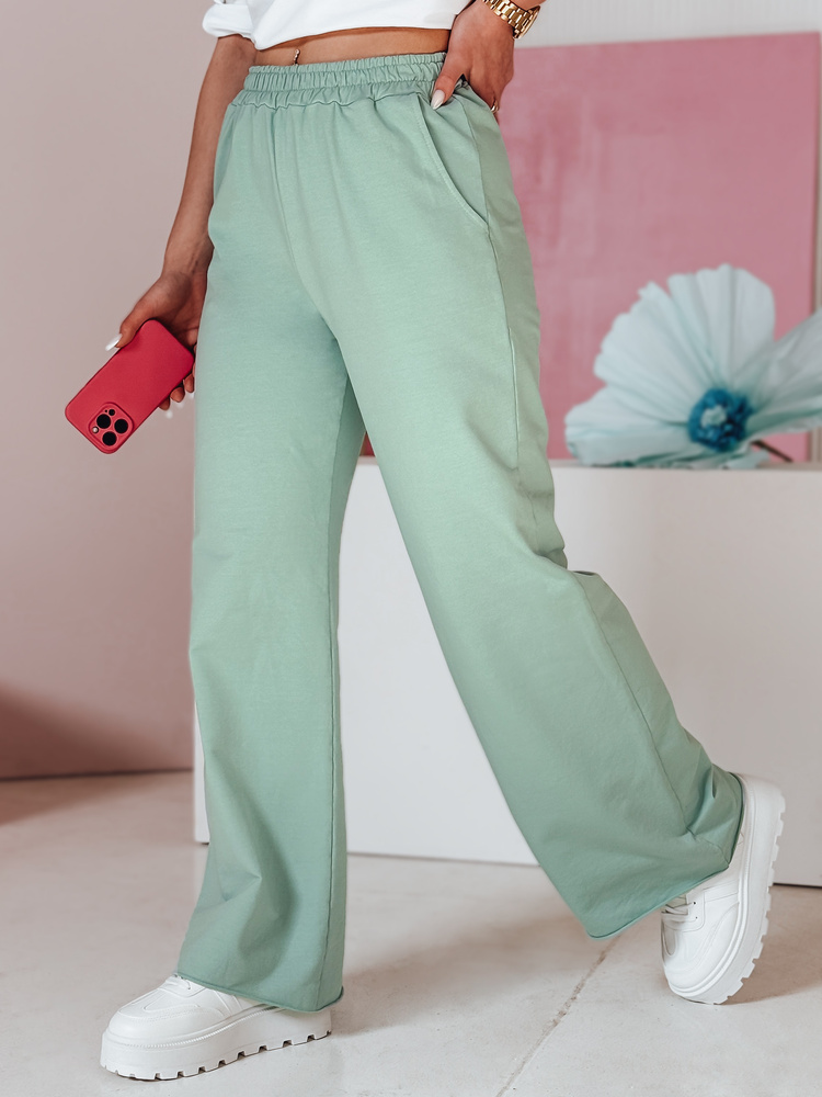 Spodnie damskie dresowe wide leg DRESLINA miętowe Dstreet