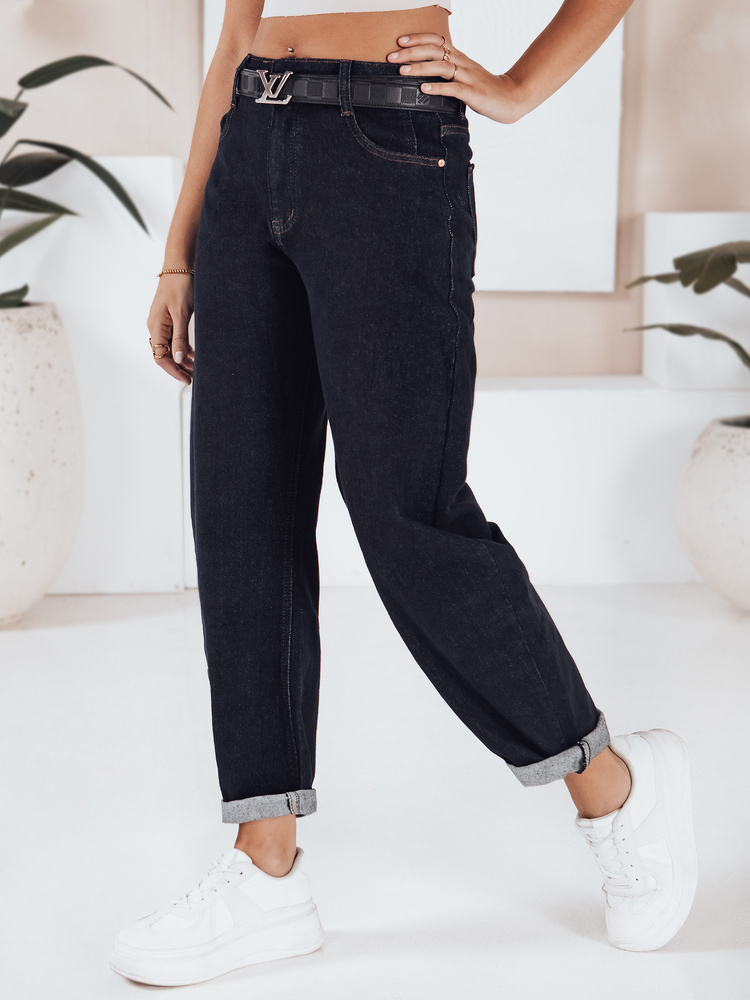 Jeansy damskie balloon fit granatowe Dstreet