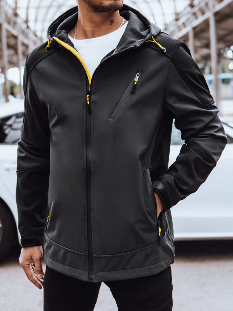 Softshell męski z kapturem ciemnoszary Dstreet