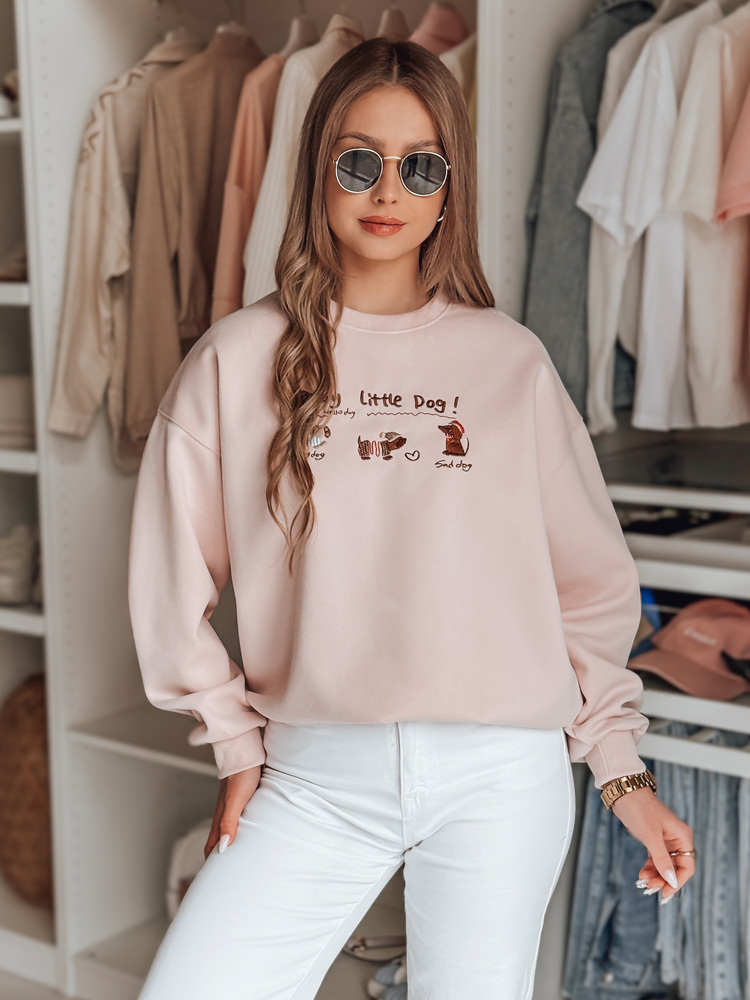 Bluza damska oversize z jamnikami JAMNIKOVE różowa Dstreet