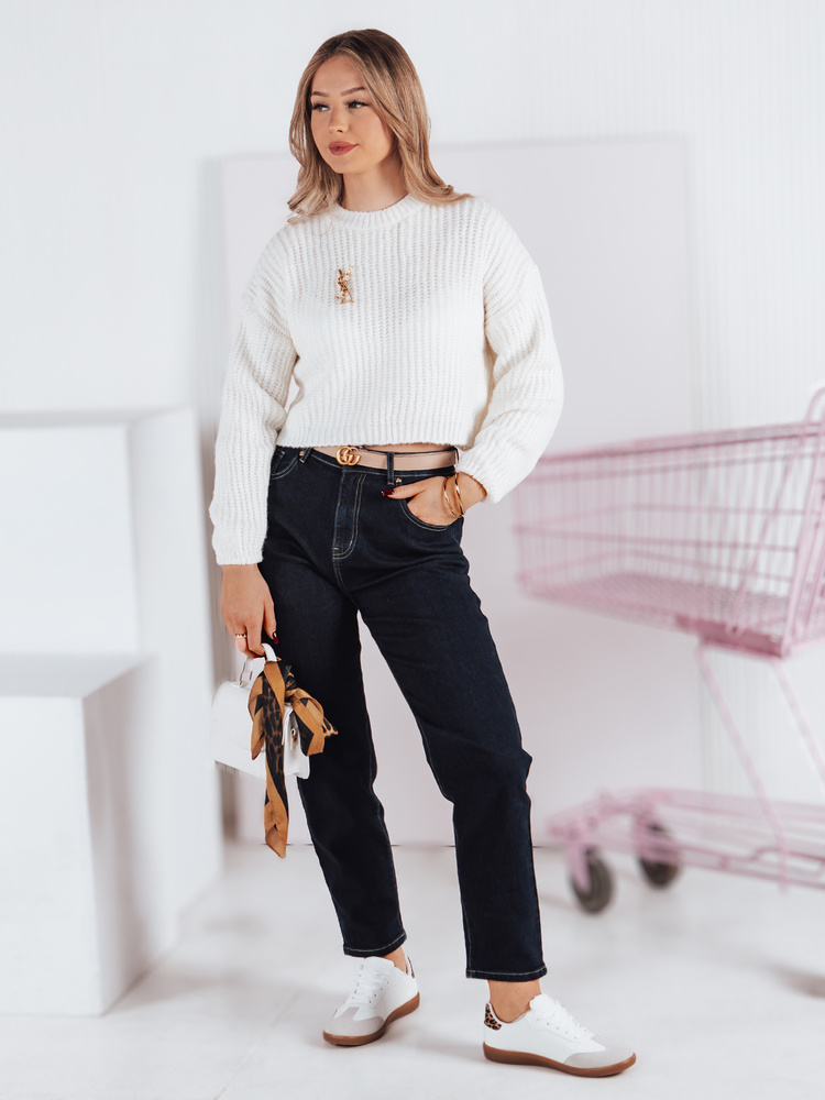 Spodnie damskie jeansowe mom fit STRAIGHTY ciemnogranatowe Dstreet