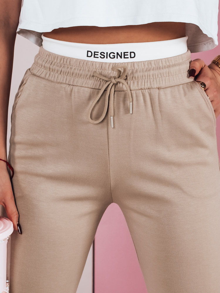 Spodnie dresowe damskie slim fit SPORTIVO beżowe Dstreet