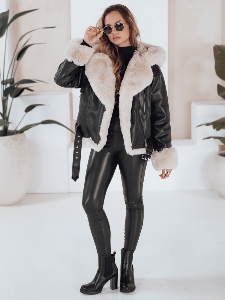 Colanți negri din piele ecologică