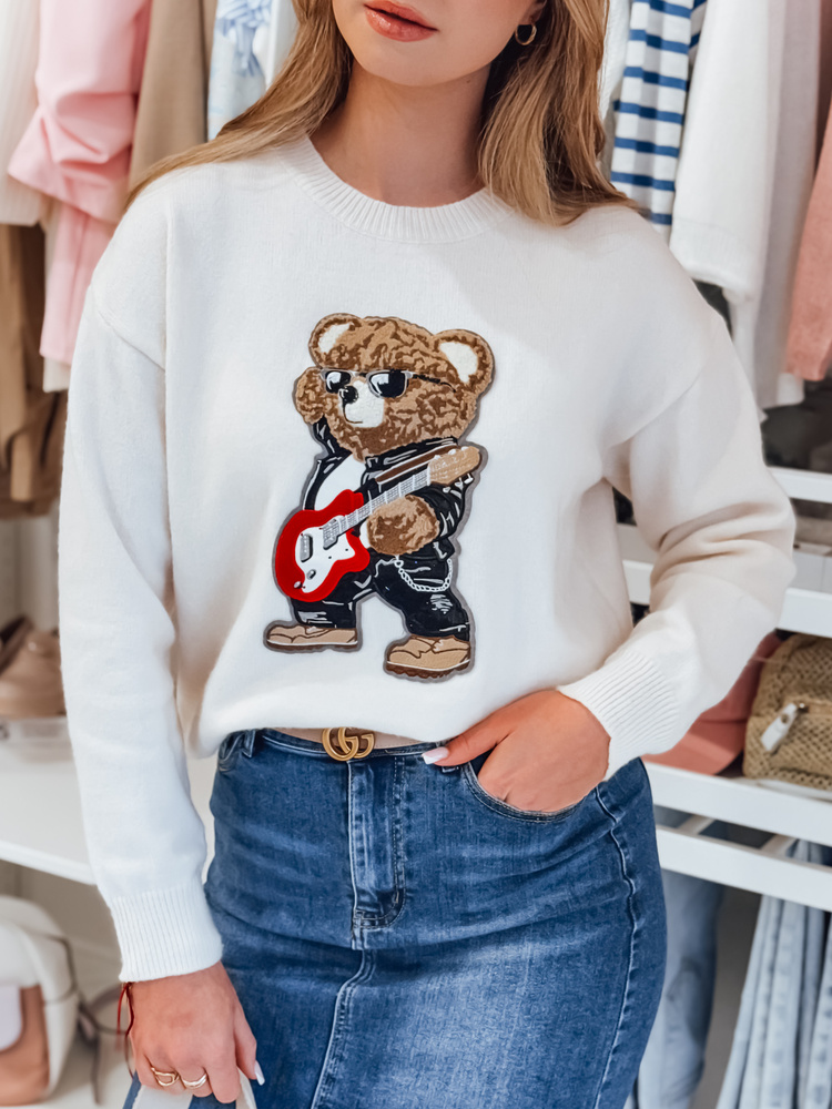 Swter damski one size oversize z misiem MISLOOK biały Dstreet