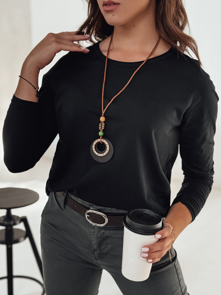 Bluzka damska one size MINIMODA z wisiorkiem czarna Dstreet