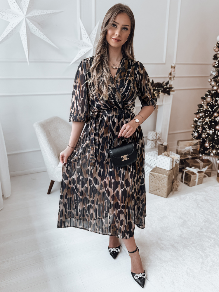 Rochie midi cu imprimeu leopard TIGRISSA